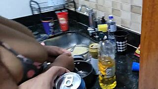 i can't believe my stepmom with big natural tits got fucked by my stepdad in the kitchen until she squirted everywhere