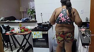 i can't believe my stepmom with big natural tits got fucked by my stepdad in the kitchen until she squirted everywhere