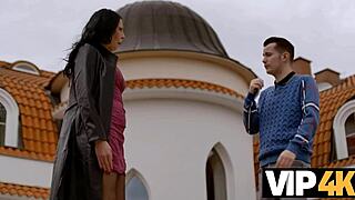 British brunette grandmother gets caught in car, leading to bent over doggystyle sex and blowjob on sofa with mature couple.