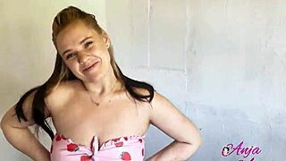 Public blowjob and cum swallow in garden. Curvy milf babe with big natural tits deepthroats big cock outdoors in rough pov session.