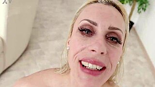 blonde bimbo brittany bardot hints at 5on1 bbc with balls deep anal and facial cumshot