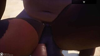CURVY BLACK MILF INDRA FUCKS fat man with tiny dick on beach