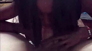 wife skips cleaning to suck cock in homemade interracial blowjob. her petite black body and saggy tits shine as she enjoys the intimate foreplay.