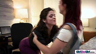 Colleagues Reconnect With Interracial Lesbian Kissing And Pussy Licking