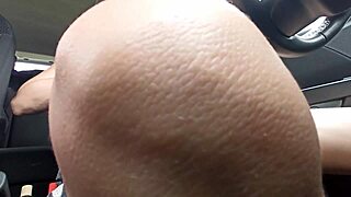 Brunette milf boldly masturbates to real female orgasm in car during european road trip pov