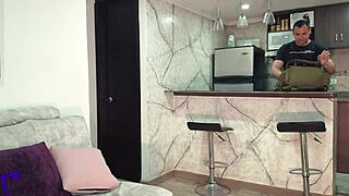 horny latina milf roommate got caught using dildo then fucked rough with cum covering her face and tits