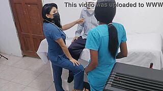 slutty ebony nurses seduce a patient into sex at the hospital in this homemade episode one