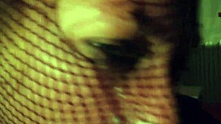 Chubby milf stuffs strawberries and cream into pussy then gives blowjob in fishnets fetish homemade video