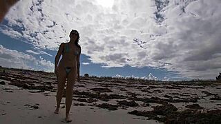 Exhibitionist Wife Helena Price Teases Voyeurs on Caribbean Nude Beach.