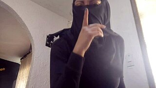 Arab Milf in Niqab and Hijab Masturbates Her Squirting Pussy to a Rough Orgasm on Webcam