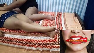 Hey, check out these desi lovers in hidden sex with the milf girlfriend showing her shaved pussy and small tits.