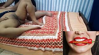 Hey, check out these desi lovers in hidden sex with the milf girlfriend showing her shaved pussy and small tits.