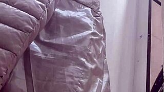 Confident 40-year-old Nicoletta tries on tight jeans in stores, showcasing her big ass and seductive curves.