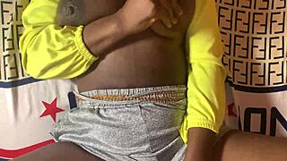 Young African ebony babe gets fucked in her tight shorts by big cock friend in HD homemade action. 🔥🍆