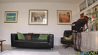 Lesbian Tongues Explore Mature British Milf in Stockings and Heels During Fingering Session