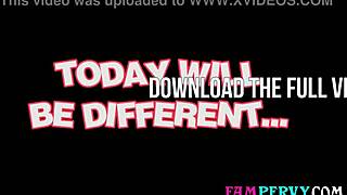 Naughty milf stepmom surprises stepson with lingerie and blowjob on valentines day