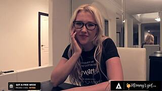 Hot Blonde Teen Fingers Pussy In Stockings With Dirty Stacked Stepmom