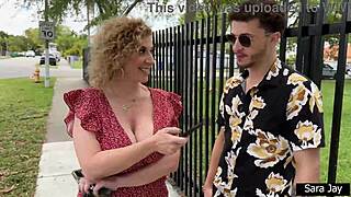 Some dude takes on curvy BBW cougar with big tits in rough quickie blowjob and creampie sex session