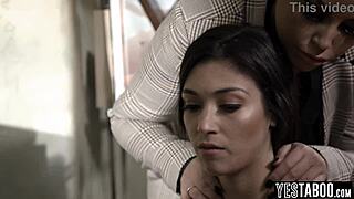 i enjoy an innocent teen student joining a threesome at school with a big tits milf