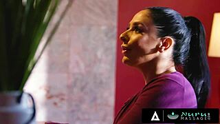 this naughty couple invites a sexy masseuse for a steamy threesome with oiled pussy licking