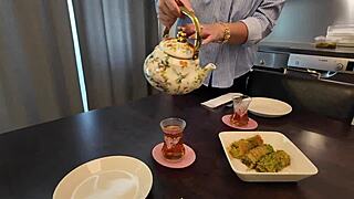 Fucking my curvy blonde stepmom alone at home.