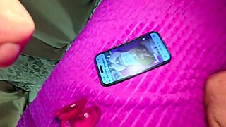 Stepmom watched porn and fucked stepson with toy in both holes. Cumshot covered her face.