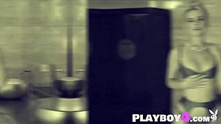 Big Ass Blonde Poses in Lingerie Before Petite Milf Strips Naked