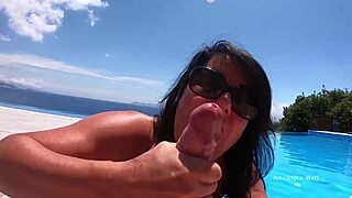 We're getting public fucked at the hotel pool in milf orgy with anal assfucking and cumshot facial?