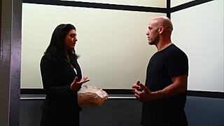 a black cougar roars as bald guy bangs her loose cunt hard