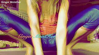 Ginger mother bounces bottle in pink lace for comedy fun