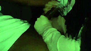 Blowjob wet sloppy nasty head in mask with bbw milf deepthroat interracial