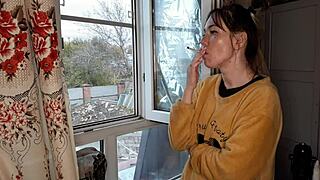 stepsister lights up a cigarette looking sexy as hell