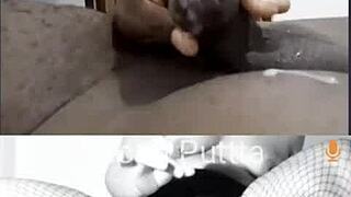 webcam latina milf shaved pussy dildo fucked with massive cum tribute