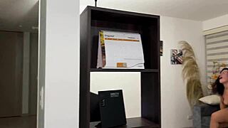 Stepsister's Boyfriend Pounds Kylei Ellish Big Latin Ass Doggystyle In Kitchen While She Masturbates And Swallows Cum