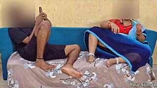 chubby indian stepmom wife takes creampie doggystyle bent over from horny husband