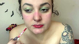 Fetish topless chubby kitten makeup daddy's hairy humiliation play