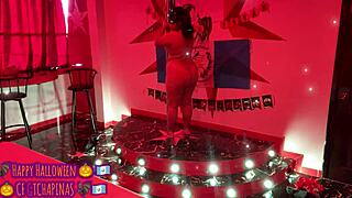 playboy bunny chapina screams happy halloween as clothes rip off!