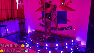 playboy bunny chapina screams happy halloween as clothes rip off!