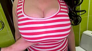 i let stepson pound my fat ass in toilet flashing my huge tits