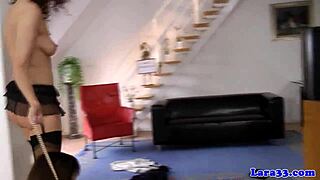 UK Milf's Shaved Pussy Stuffed Full Of Pearls