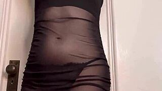 goddess ellie rowyn dances teases ass in sheer black dress joi
