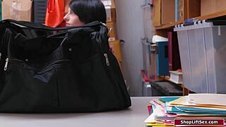 police officer strips and dominates brunette babe at work