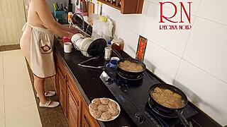 ugh, this nudist housewife regina noir cooking naked in kitchen as maid drives me wild backstage