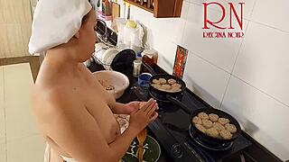 ugh, this nudist housewife regina noir cooking naked in kitchen as maid drives me wild backstage