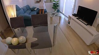 stepmom stuck on couch takes stepson's rough anal creampie pounding