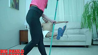 hot latina maid with big tits rides huge cock cowgirl style