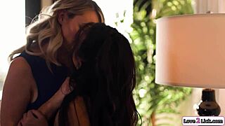 stepmom sneaks fingers into stepdaughter's pussy right in front of guest