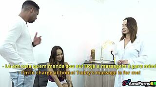 Wife's Big Ass Bent Over for Masseuse's Monster Cock Pound