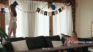 Step moms' birthday bash turns into wild foursome cuntsway!