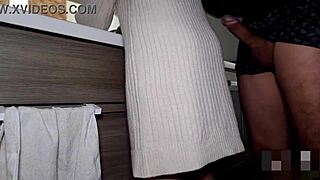 shaved milf housewife kitchen creampies three times straight??